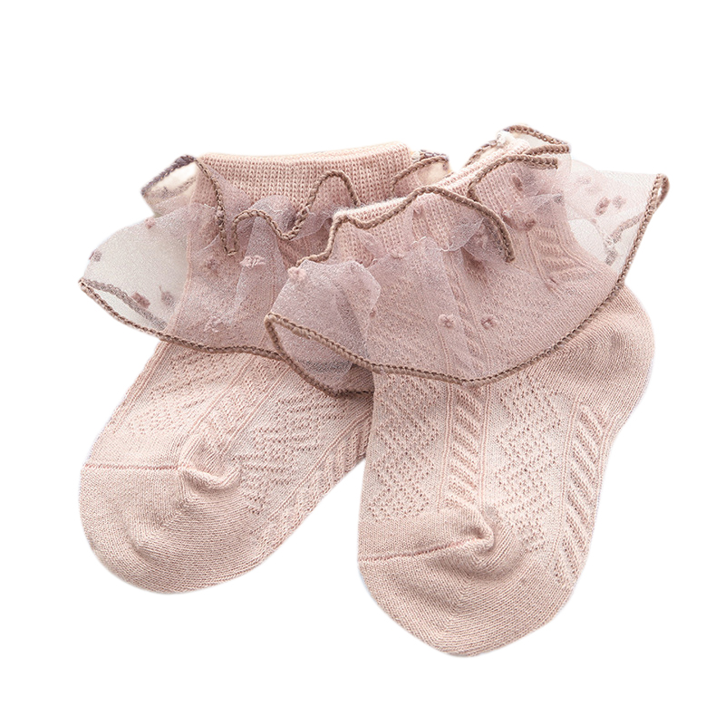 1 Pair Baby Girl Cute Socks Ruffle Lace Cotton Short Socks Infant Children Casual Socks: FC0207P / M