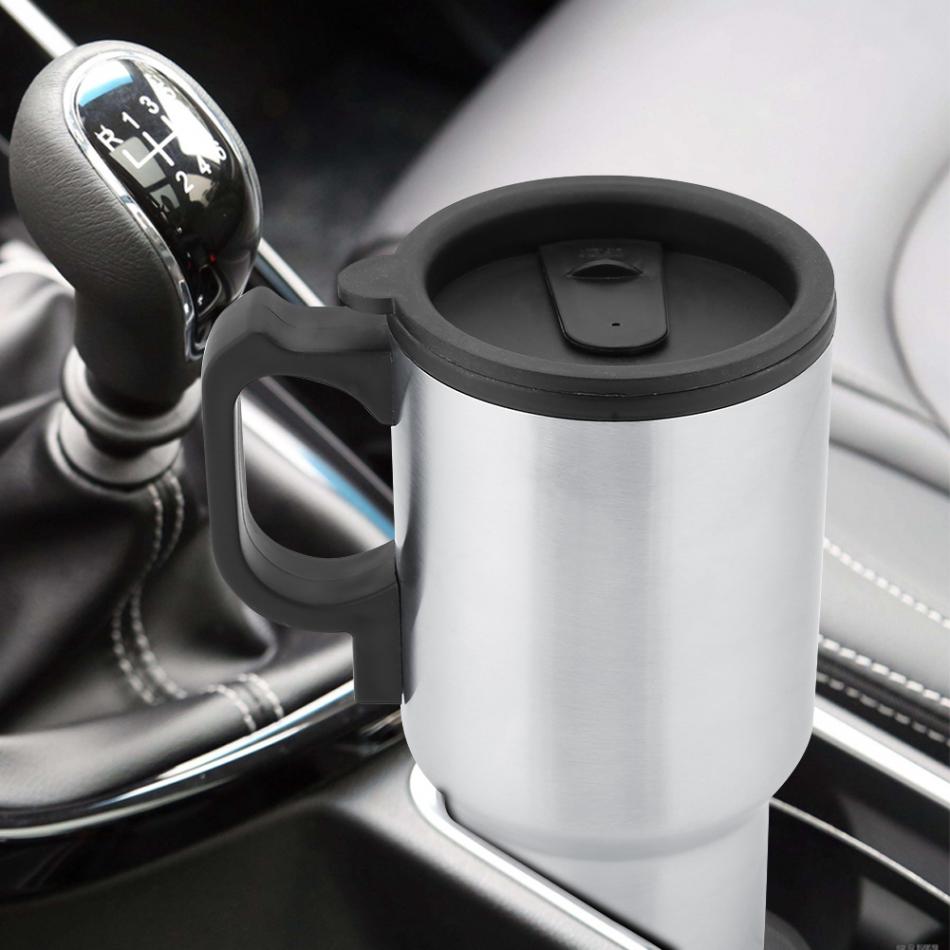 Electric Kettle Car Boiling Pot 12V 450ml Stainless Steel Heating Cup With Car Charge Plug Home Travel Use Milk Tea Thermal Mug