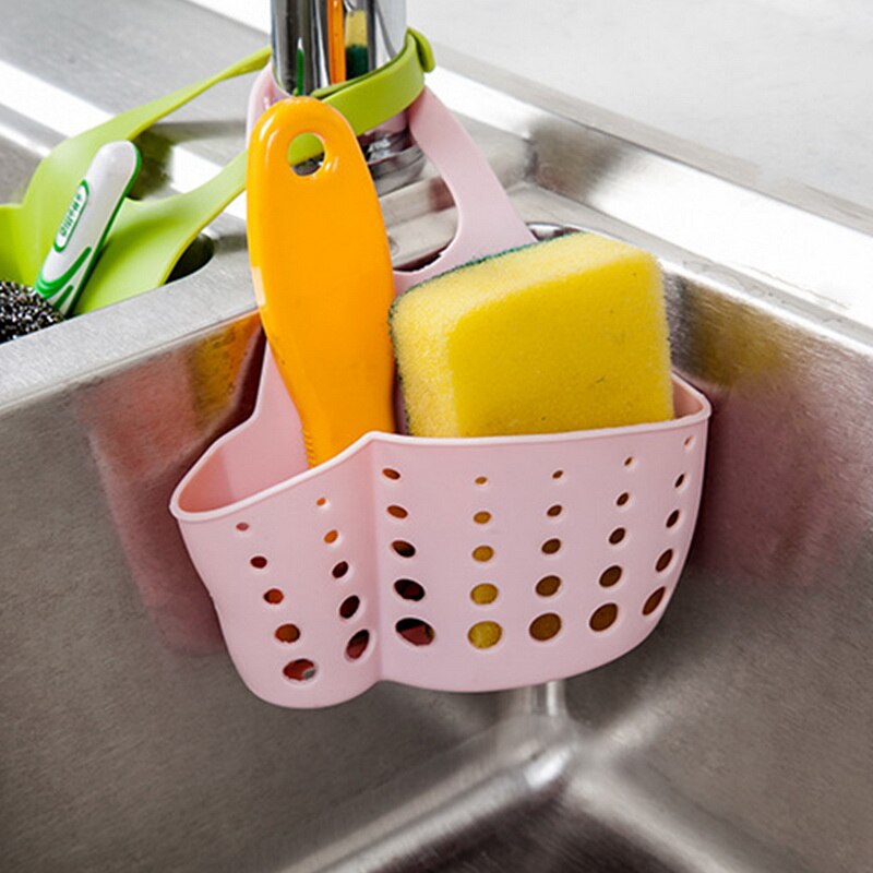 Kitchen Sink Hanging Drain Bag Basket PVC Sink Hanging Sponge Holder Storage Pouch Storage Basket 1Pcs