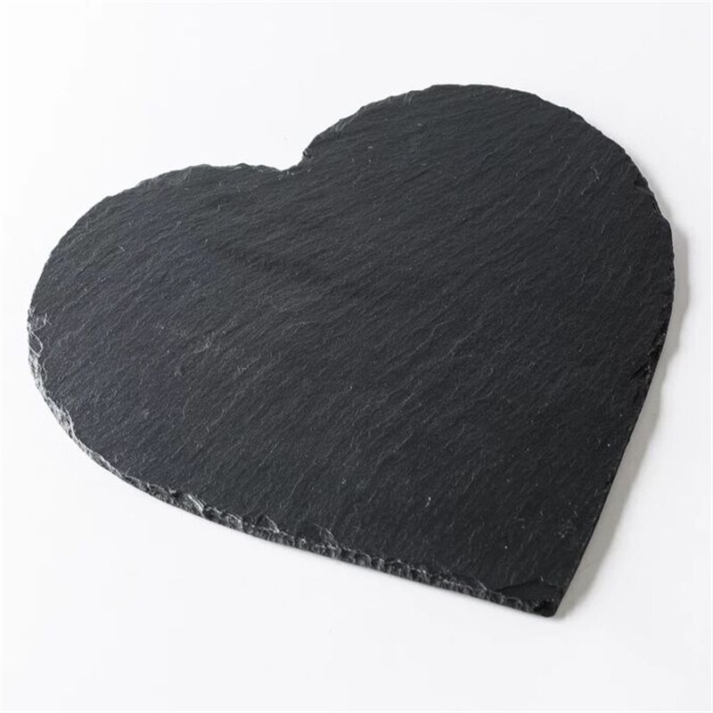 Populaire coeur forme naturel ardoise solide Steak assiette plateau à fromage assiette vaisselle Pizza Sushi plat Barbecue plateau os chine