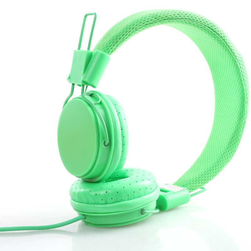 Portátil plegable auriculares viajes juego de auriculares de 3,5mm de auriculares con micrófono Control de alambre para el teléfono los niños chico MP3 MP4 iPad: Verde