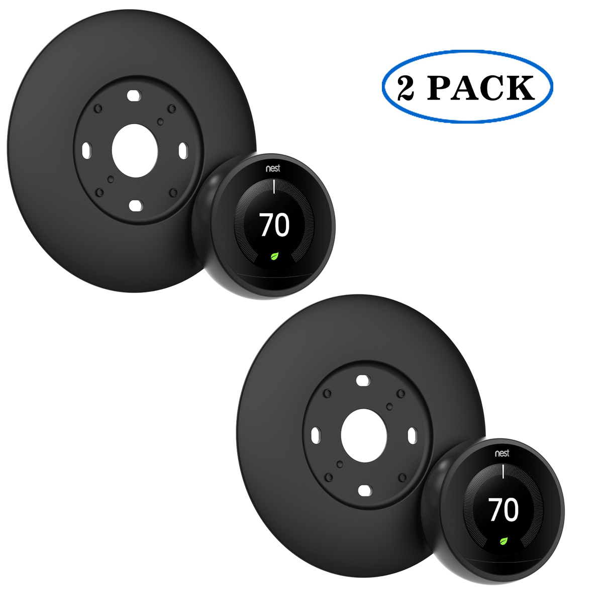 Homemount wall plate for nest learning thermostat 3rdnd 1st 2nd -resistant, mount with 3d stereoscopic round wall covers: Black plate 2 pcs