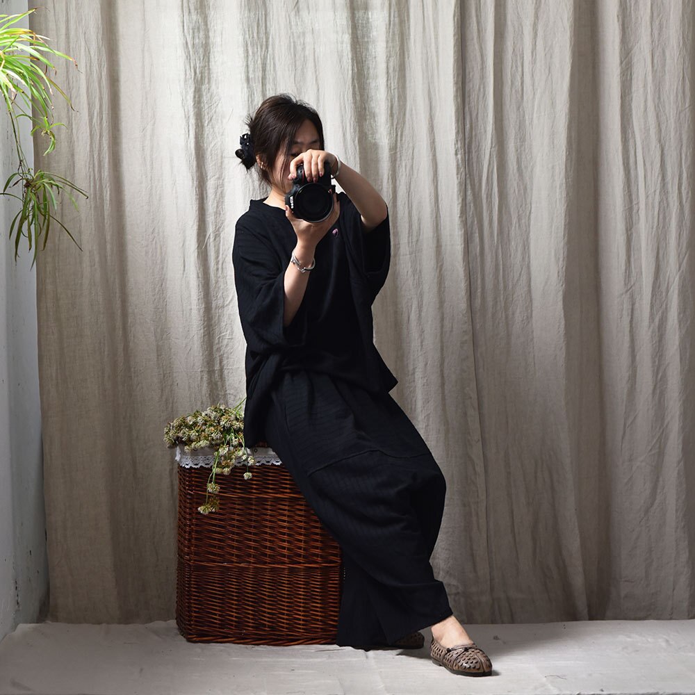 Women Loose Cotton Linen Striped Blouse Tops Female Summer Autumn Stripes Shirt Blouses Ladies Stand Collar Shirt