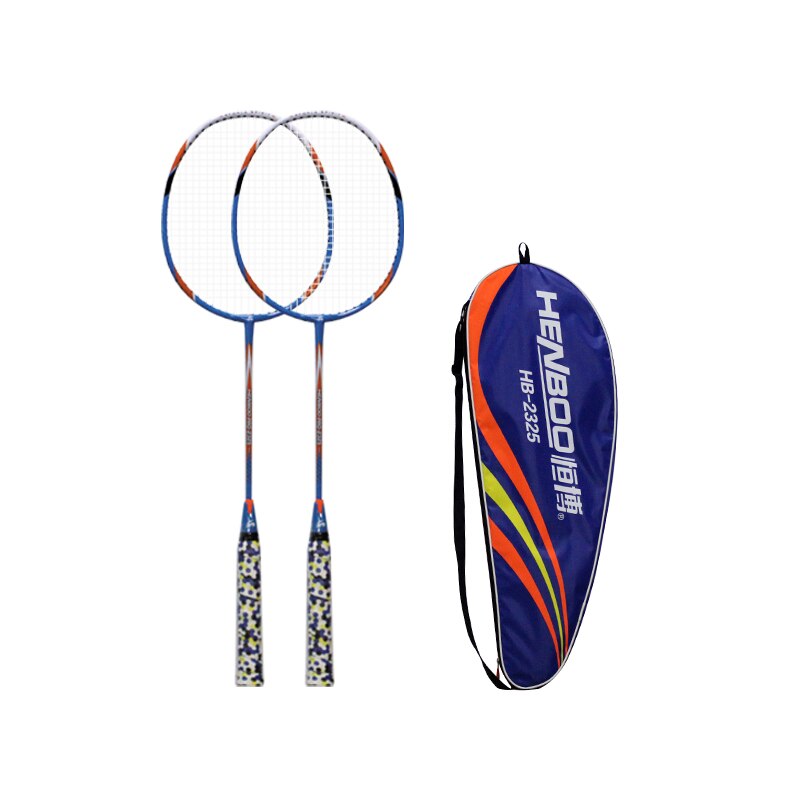 HENBOO Iron Alloy Badminton Racket Set Family Double Badminton Racket Lightest Durable Standard Use Badminton 2325: Blue