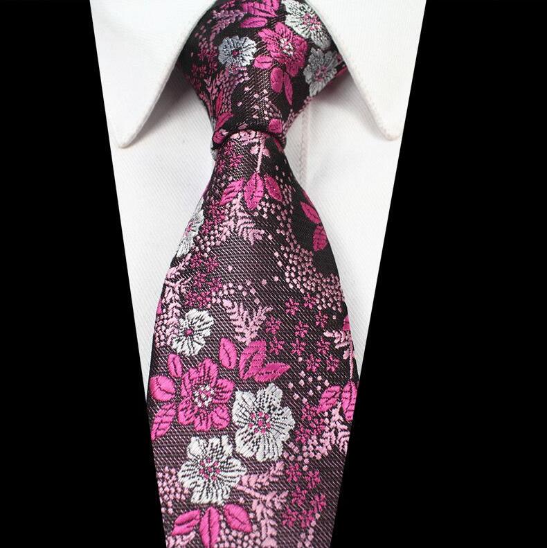 RBOCOTT – cravates florales en soie Jacquard pour hommes, 7cm, col tissé, couleur bleu rouge, accessoires de mariage d'affaires: 06