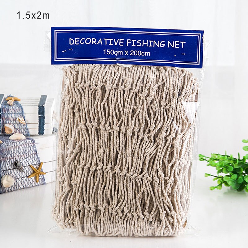 Estate Marine Decor Rete Da Pesca Arazzo Mare In Stile Mediterraneo Decorazione Della Parete di Casa Netto Del Pendente Delle Stelle Marine di Lisca di Pesce Decorazione: 1.5x2m white A