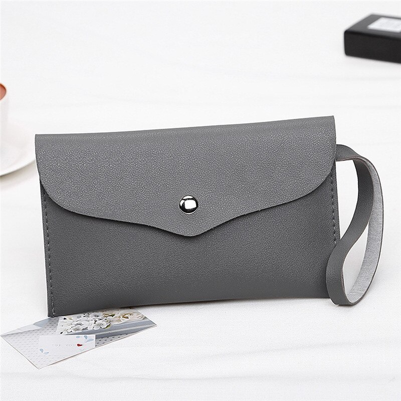 Zipper Women Leather Slim Wallet Simple Female Purse Clutch Thin Wristlet Phone Coin Credit Card Holder Dollar: light gray