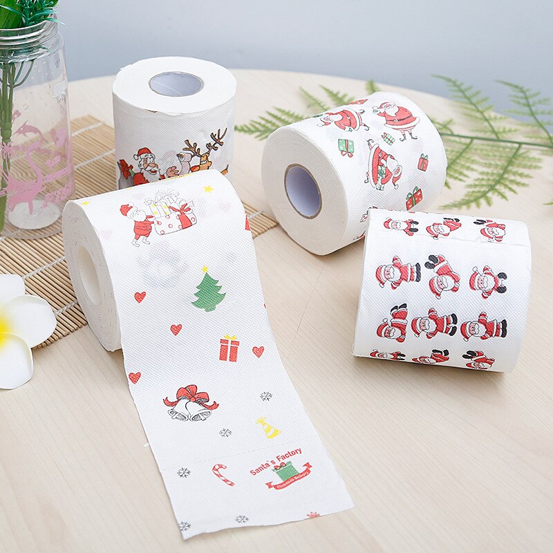 Joulukylpyhuoneen wc-paperi värillinen 2- -kerroksinen kuviopaperirullat joulukoristeet juhla-wc-paperi 100g/ rulla 10.5*10.5cm