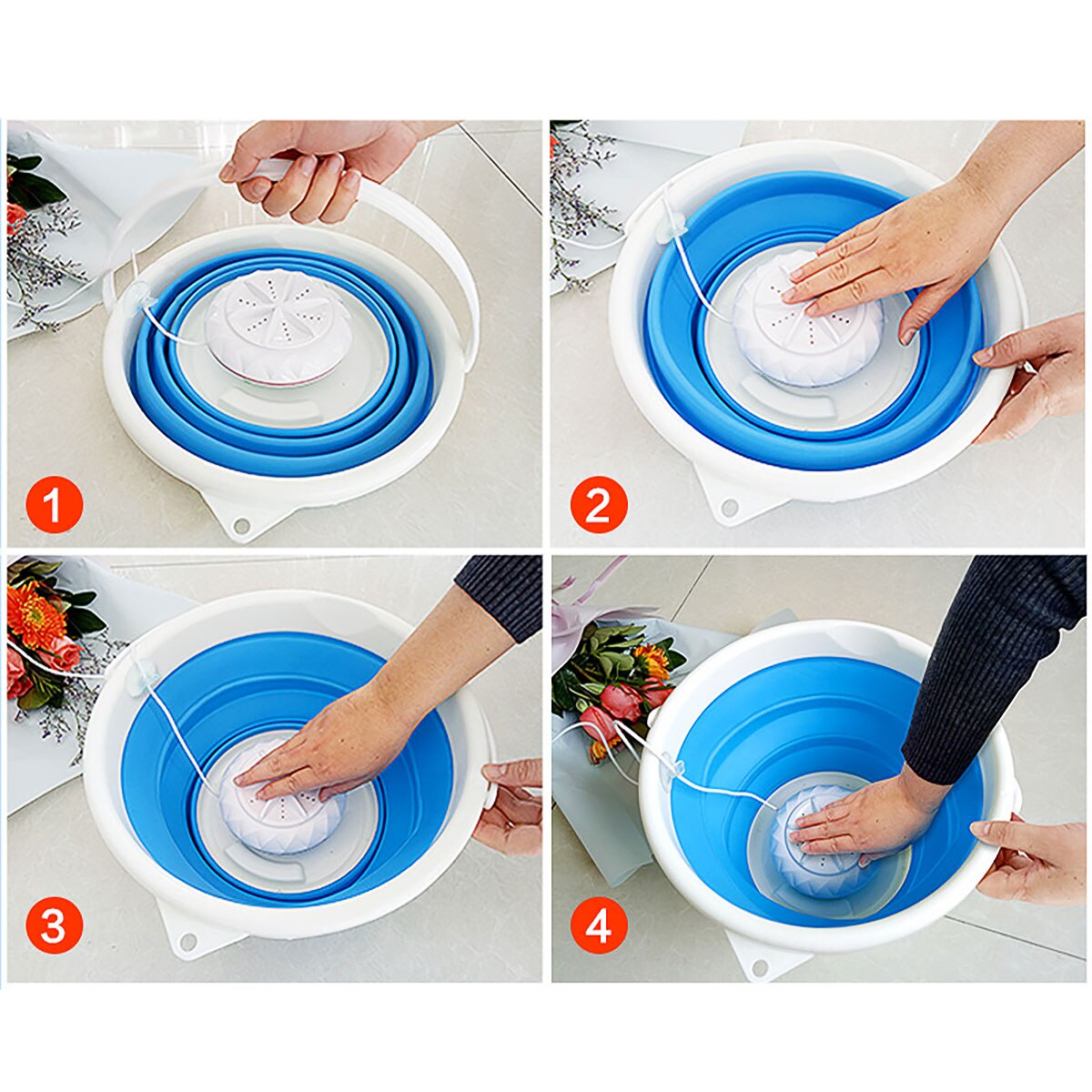 Remote control 10L Portable Mini Washing Machine Ultrasonic Turbine Washing Machine Foldable Bucket Shape Laundry Clothes Washer