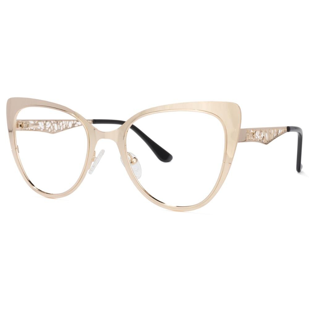 Zeelool Stylish Metal Cat Eye Glasses for Women Eileen ZWM012934: Gold