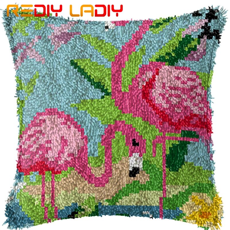 Latch Hook Cushion Dolphin at Sunset Pillow Case Acrylic Yarn Pillow Printed Color Canvas Crochet Cushion Cover Hobby &amp; Crafts: BZ984