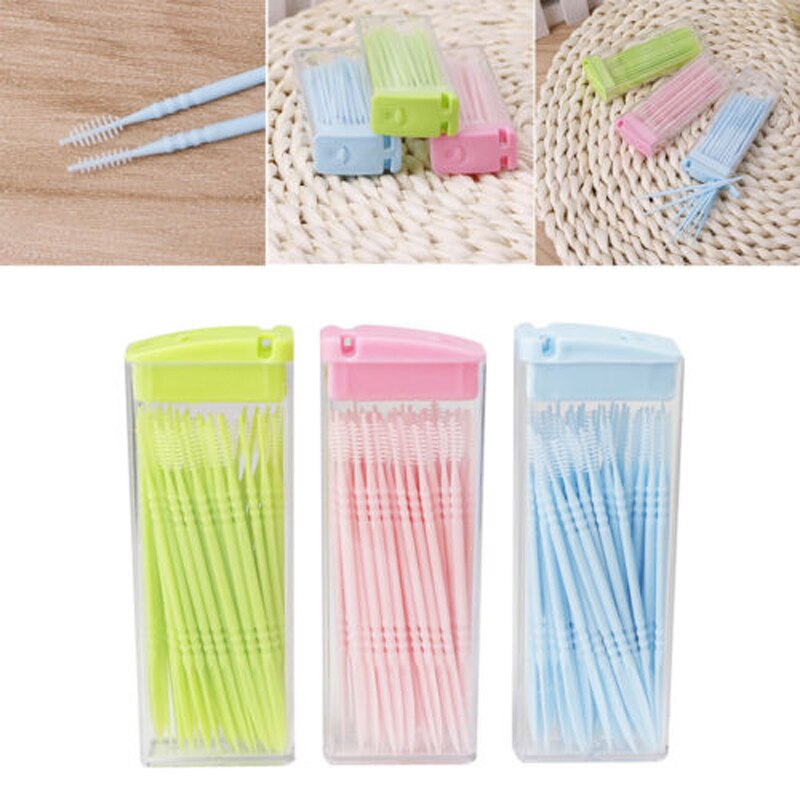 50pcs Double Head Dental Floss Interdental Toothpick Brush Brush Teeth Stick Dental Oral Care Toothpicks Floss Pick Health Care
