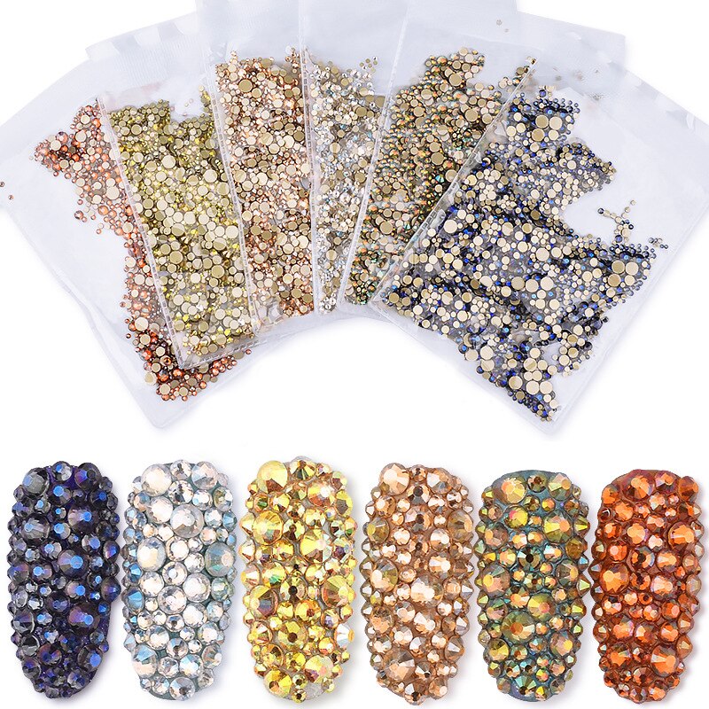 1440Pcs Gemengde Glitter Nail Art Decoraties Rhinestone Gems Manicure Nagels Accessoires Nail Kristallen Levert Aankomst