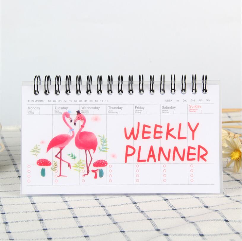 A6 Weekly Planner Notebook School Supplies Office Portable Agenda cherry Organizer Schedule Diary Monthly Stationary: B