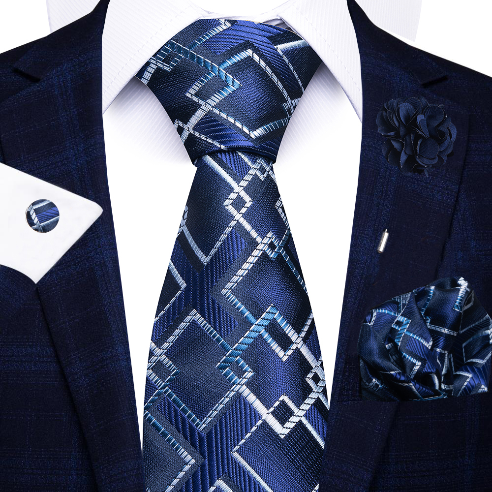 de vacaciones 8 cm corbata pañuelo gemelos Pin Set para hombres corbata raya traje rojo accesorios boda Gravatas