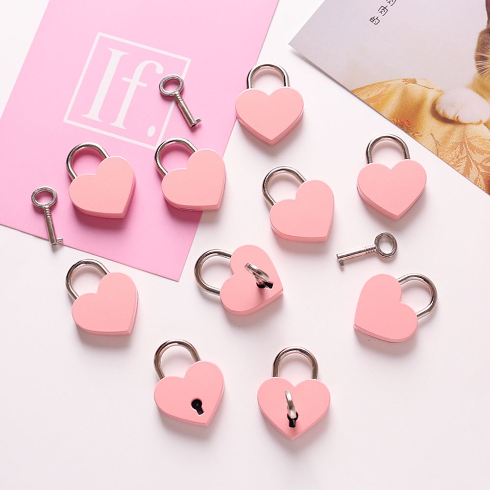 Candado con forma de corazón de estilo antiguo, candado Vintage, candado rosa, romántico, diario encantador, candado con llave