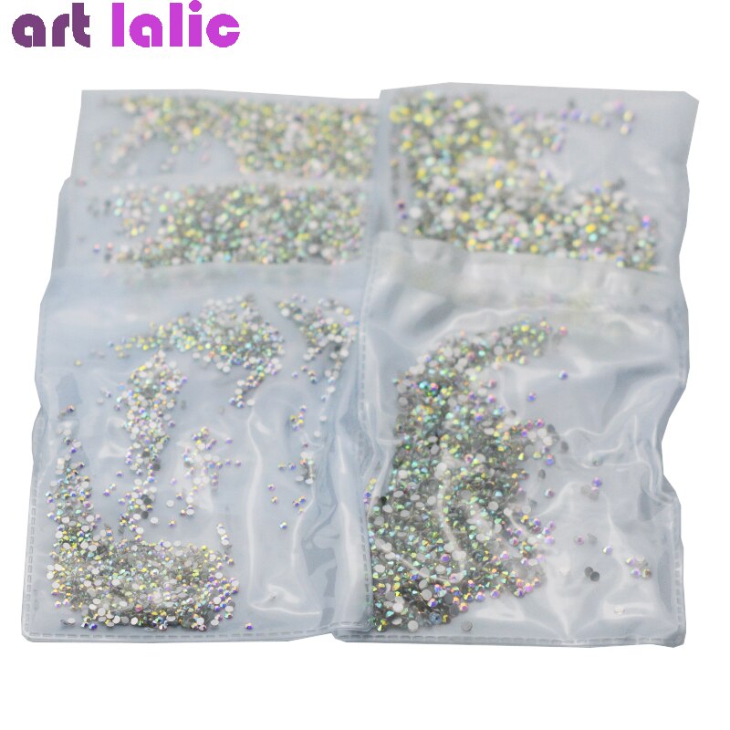 1440 stks/zak Micro Plaksteen Crystal en AB Rhinestone Voor Nail Art 3D Decoratie DIY Nail Art Pixie Steentjes