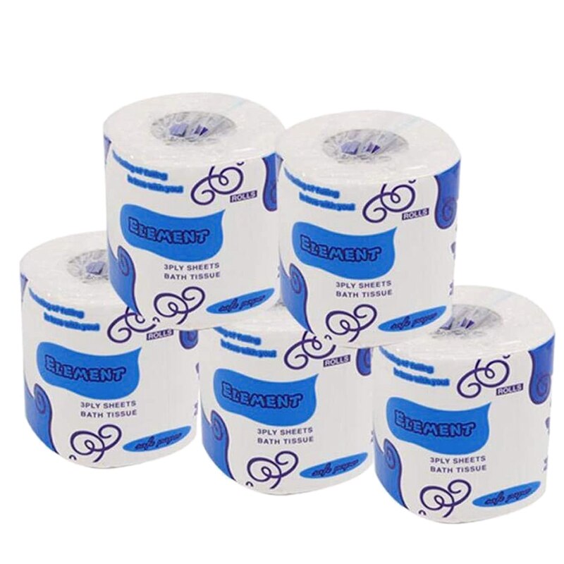 Luxury Toilet Paper 5 Rolls, Smooth Soft 3-Ply Large Roll Bath Tissue Paper, Office Home Kitchen Use Toilet Tissue