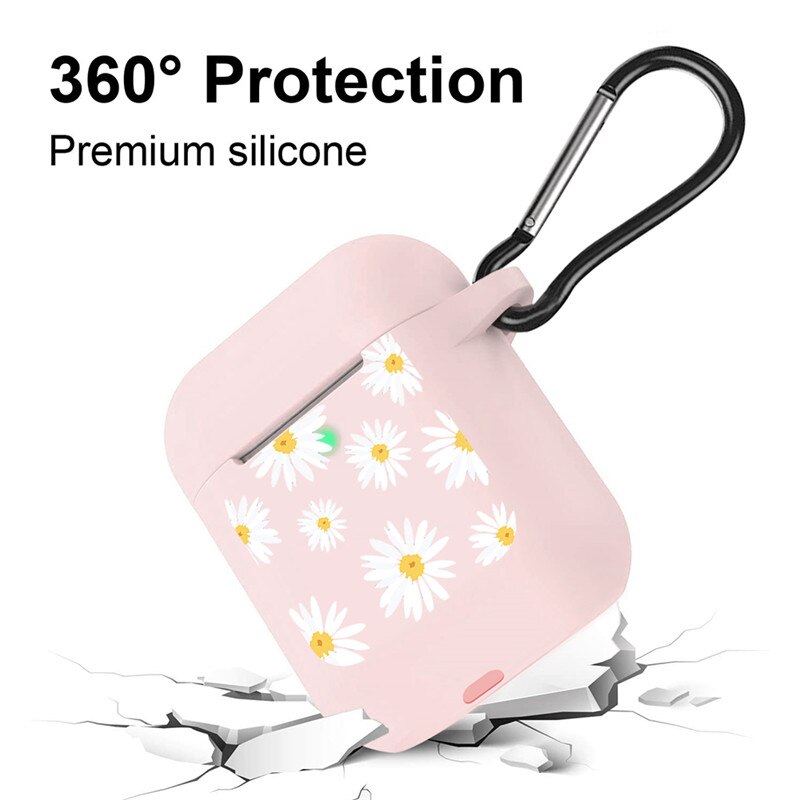 Case For Airpods 1&2 Cute Earphone Case Love Heart Daisy Floral Wireless Earphone Accessories for Apple Airpods Soft Cases Bags