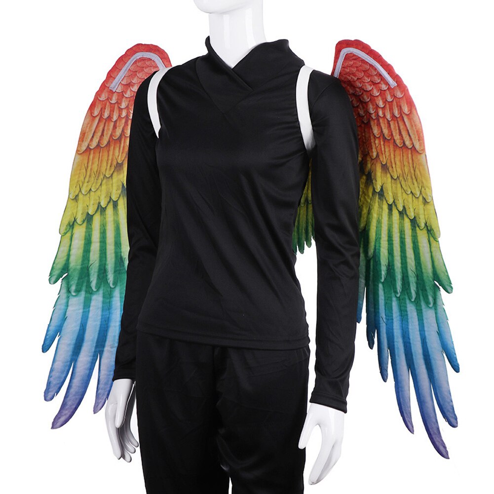 Halloween realistisk djævel dekoration regnbue farve voksen bryllup unisex cosplay non woven kostume rekvisit stor fest englevinger
