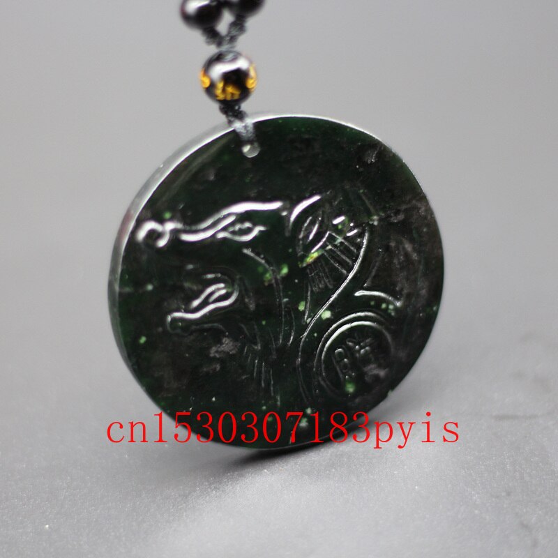 Naturlig sort grøn jade ulv vedhæng halskæde kinesisk håndskåret charme smykker tilbehør amulet til mænd kvinder
