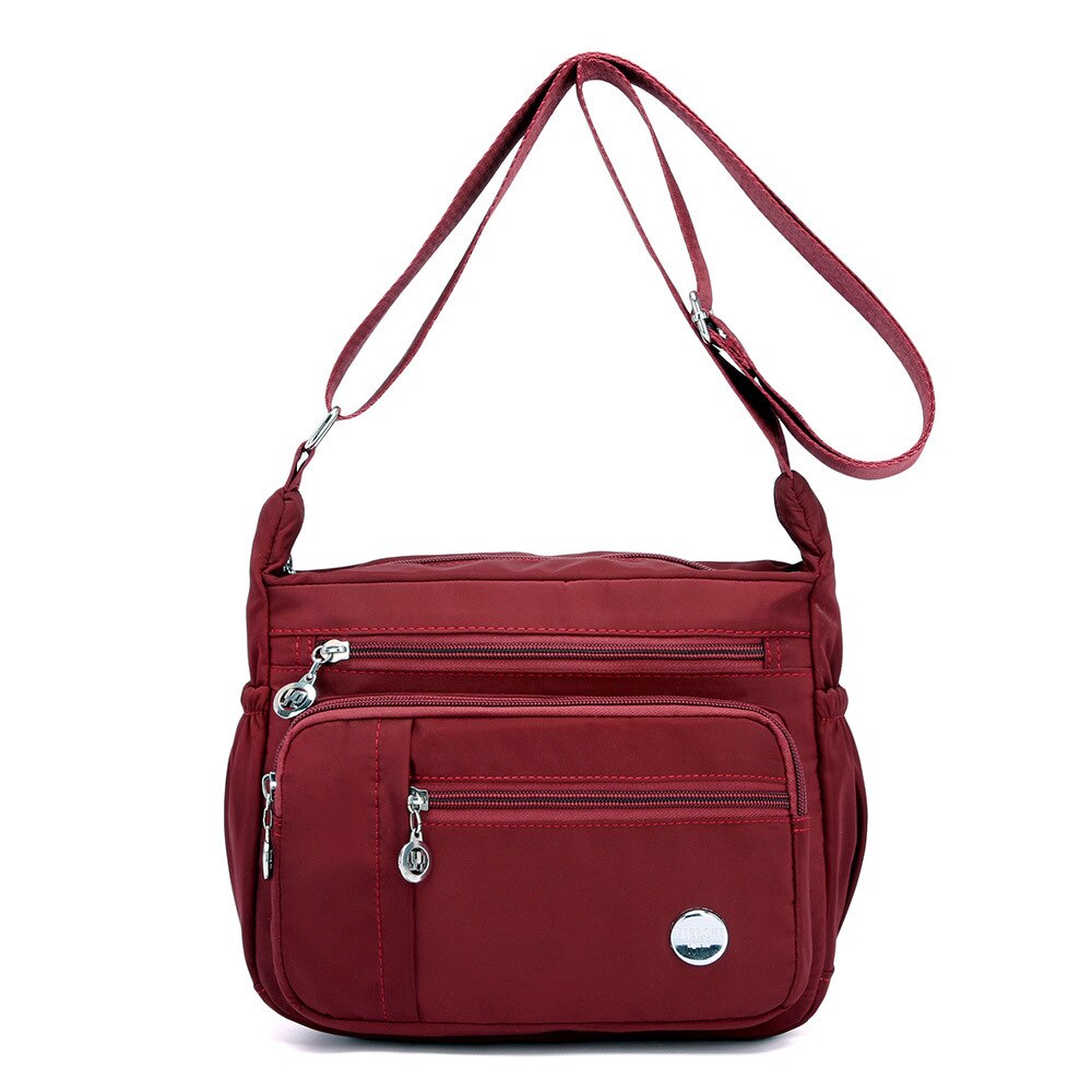 Women Shoulder Handbag Roomy Multiple Pockets Bag Ladies Crossbody Purse Tote Top Handle Satchel: Deep red-S