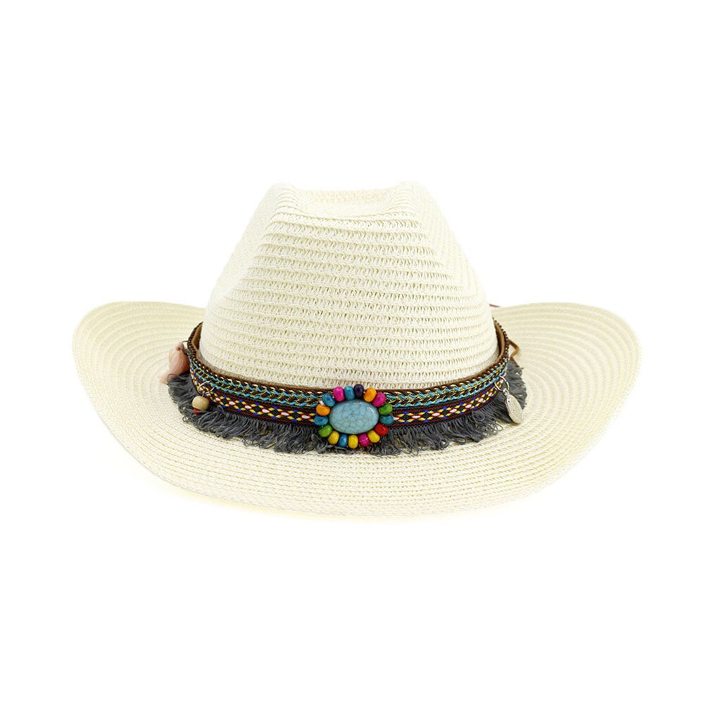 Men's & Women's Western Style Classic Cattleman Cowboy/cowgirl Straw Hat Hats Universal Wild Sombrero#GM: White 