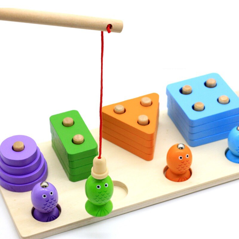 Formensortier- und stapelspielzeug aus holz für kleinkinder, farbsortierspielzeug, stapel- und sortierspielzeug aus holz für babys, angelspiel