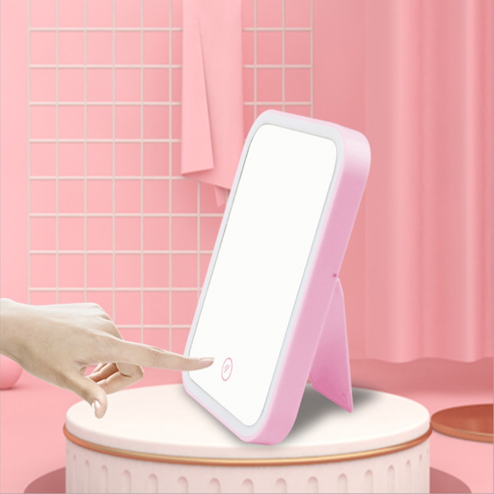 Espejo portátil para maquillaje, luz LED Natural, ángulo de recambio USB, Control táctil ajustable, luces regulables de brillo