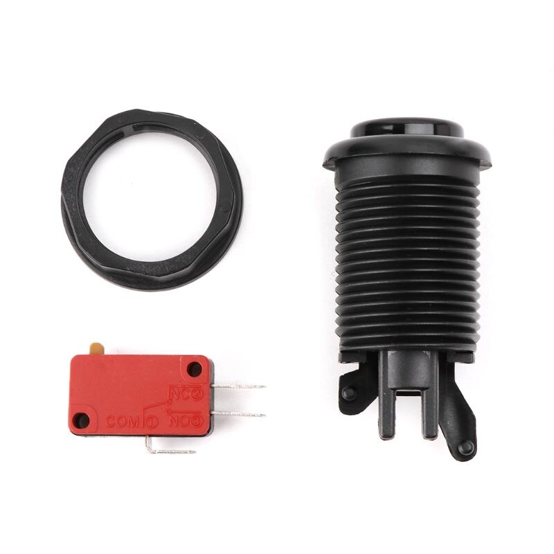 28mm Round Arcade Push Button American Style Three Foot Micro Switch for MAME Jamma: black