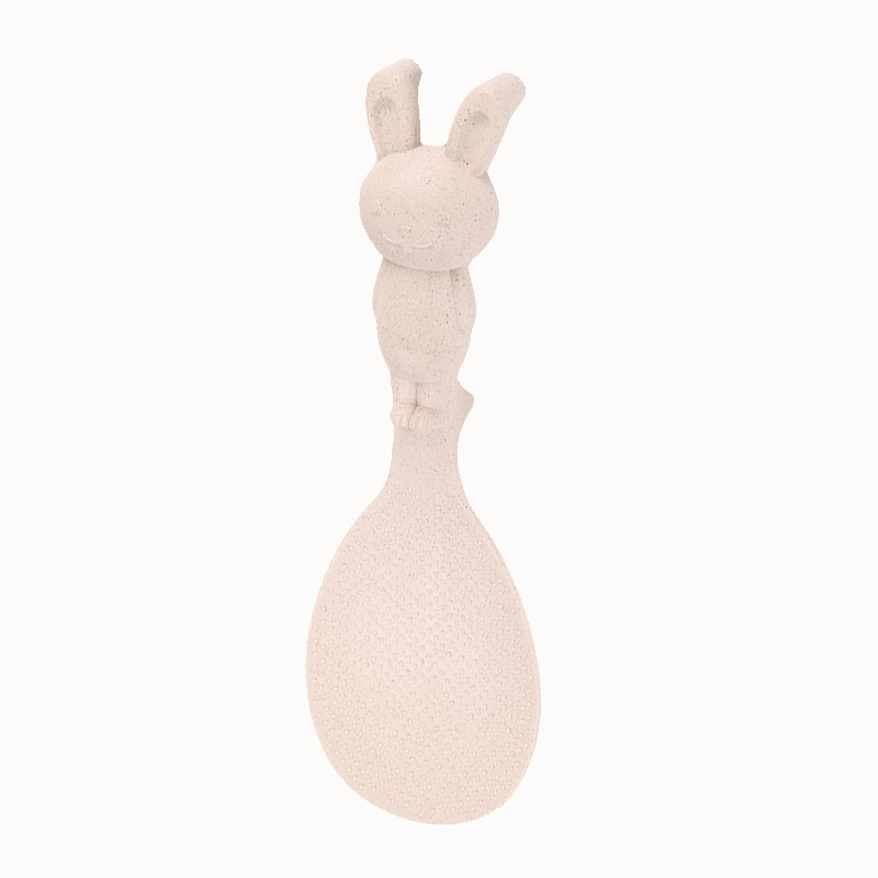 Rice Spoon Cute Wheat Straw Rabbit Spoon Can Stand Up Rabbit Rice Shovel Rice Cooker Rice Spoon Non-stick Rice Cartoon: Rice scoop beige