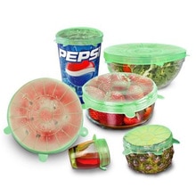 6Pcs Voedsel Wraps Herbruikbare Verse Houden Verzegelde Siliconen Voedsel Cover Groente Fruit Magnetron Afdichting Vacuüm Universele Stretch Deksels