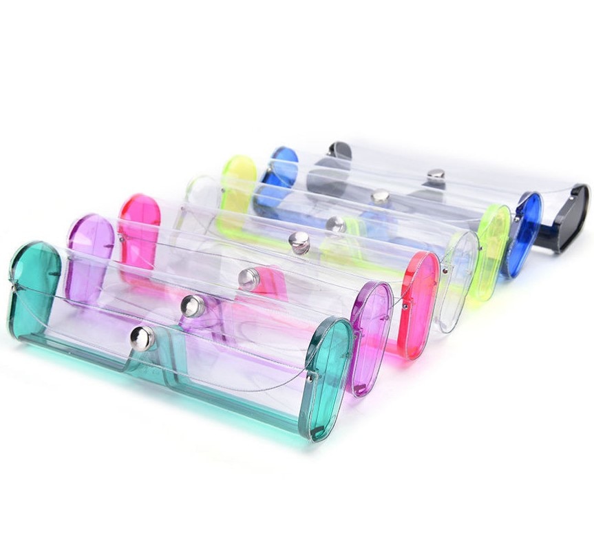 1Pcs Portable Eyewear Dozen Kawaii Pvc Glazen Doos Leuke Meisje Transparante Candy Kleur Bril Houder Brillen case