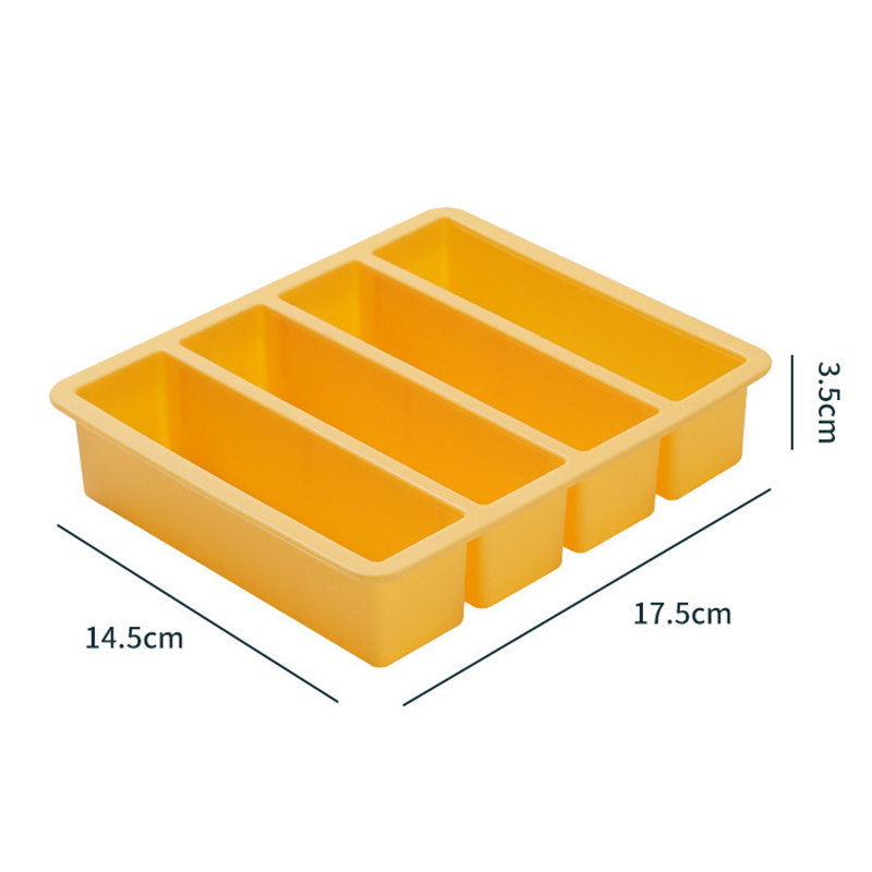 4 Cubes Giant Storage For Food Meal Sauce With Lid Silicone Freezer Trays Extra Large Soup Ice Tray Food Freezing Molds: Brown