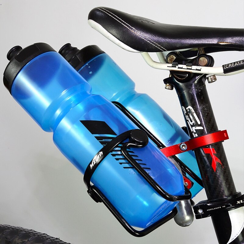 Soporte de sujeción de portabotellas doble para bicicleta MZYRH, ajustable, Compatible con tija de sillín de bicicleta, soporte de botella de agua trasera, jaula R: Default Title