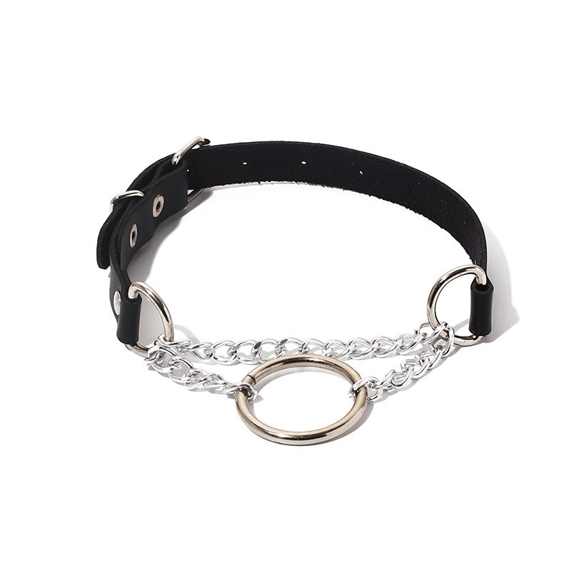 2021 styl Harajuku czarny punkowy Choker Choker damski geometryczny miłość skóra ciemny czarny naszyjnik obojczyka z pałąkiem na kark: Black-9