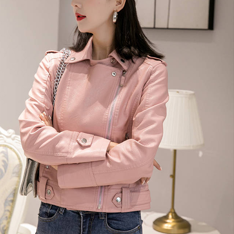 Vangull Faux Leather Jacket Women Solid Slim Punk Coat Spring Autumn Streetwear Ladies Casual Biker Motorcycle Jackets