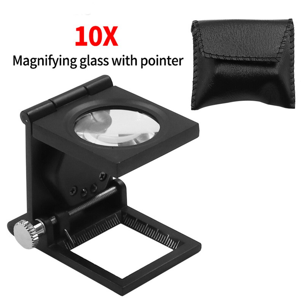 10X Vouwen Linnen Tester Mini Pocket Metalen Loepen Doek Draad Teller Vergrootglas Vergrootglas