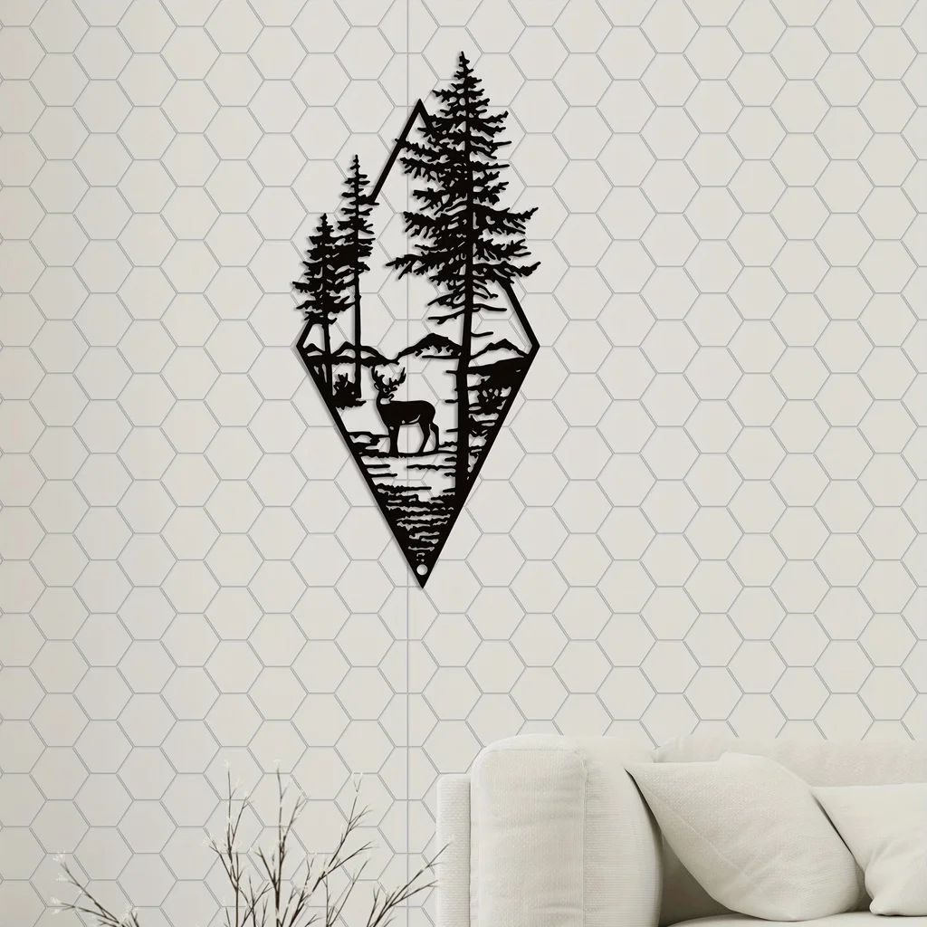 HelloYoung-arte de pared con paisaje, ciervos y escena, adornos artísticos de pared de Metal, decoración del hogar, arte de pared de Metal, adornos artísticos de pared para decoración del hogar