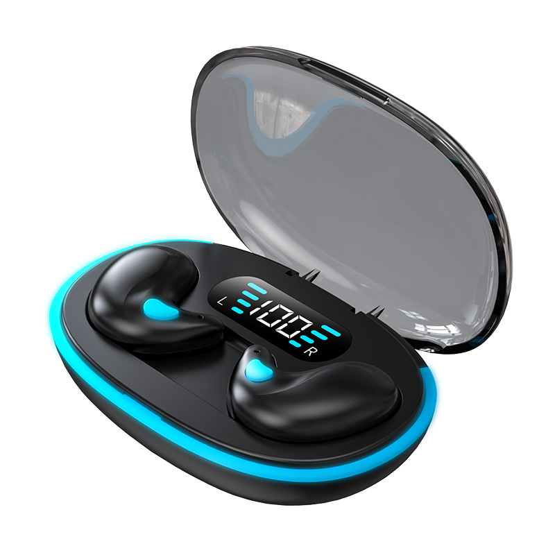 X55 Mini Auricolare Stereo Cuffie nascoste con microfono Chiamata HD Auricolari per dormire impermeabili Mini cuffie wireless TWS Bluetooth: nero