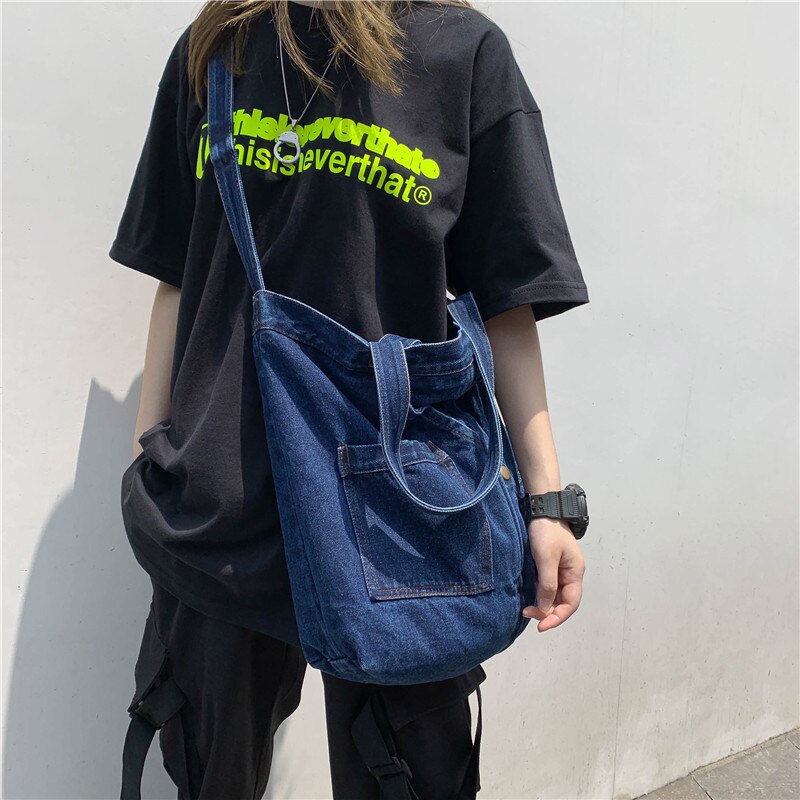 Denim Slouch Tas Voor Vrouwen Casual Jean Faric Boho Bag Lady Koreaanse Stijl Mode Handtas Vrouwelijke Zachte Leisure Top-handvat Tas