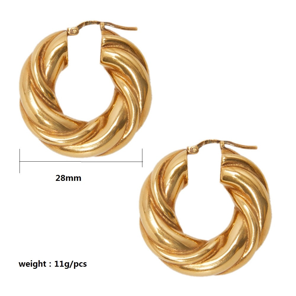 grosso spessa intrecciare orecchini a cerchio in oro per il Francese di stile classico orecchini di modo 2020