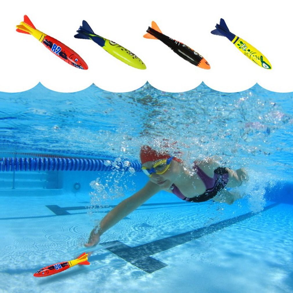 4Pcs/Set Diving Torpedo Underwater Swimming Pool Playing Toy Outdoor Sport Training Tool for Baby Kids Swimming Toy