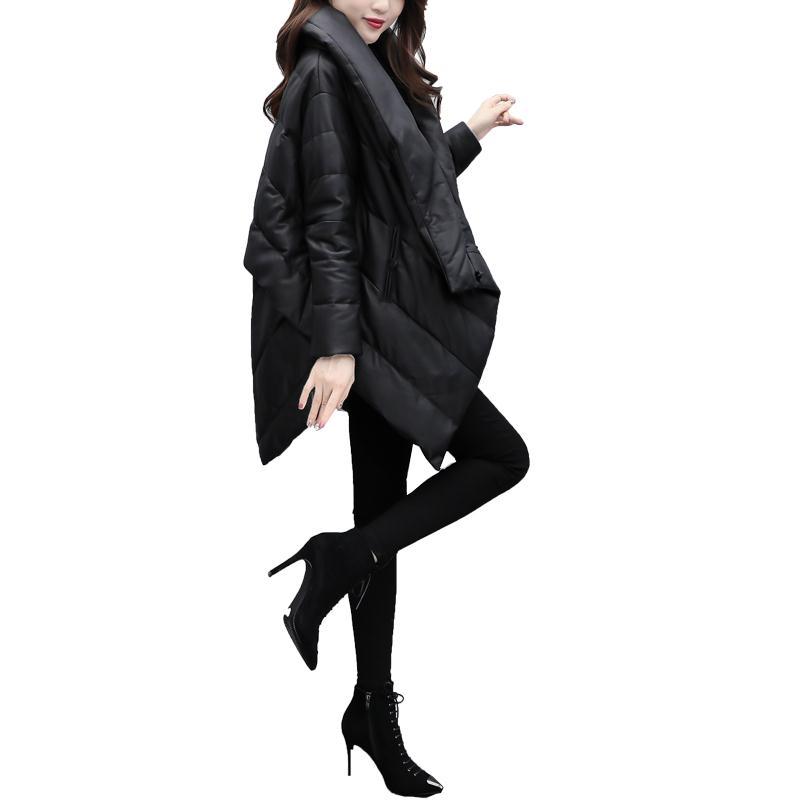 Kvinnor vinter koreansk lös asymmetrisk längd jacka kvinnlig bomull vadderad kappa tjock solid kappa långa oversized parkas  a4