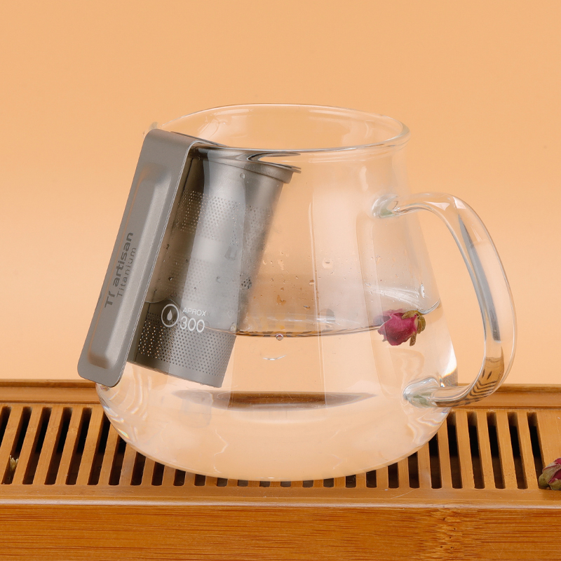 Titanium Tea Strainer Reusable Tea Infuser Tea Strainer Teapot Loose Tea Leaf Spice Tea Filter Kitchen Accessories Handle Clip: Default Title