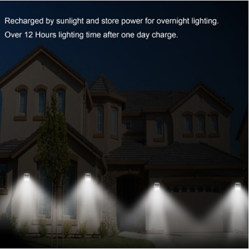 solenergi ledet 2835 vegglampe vanntett  ip66 veranda lys moderne ledet vegglampe pir bevegelsessensor utendørs hage utendørs lys hvit