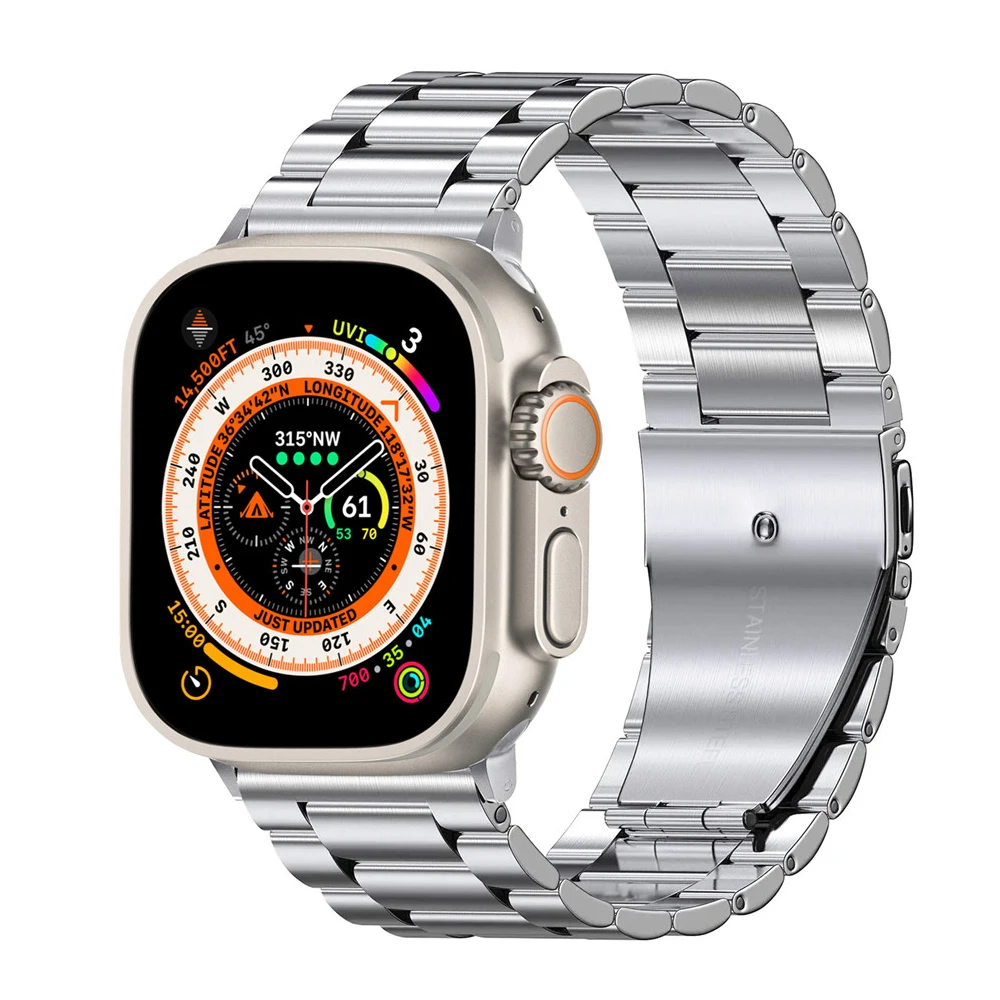 Rem i rustfritt stål til apple watch-reim ultra 49mm 45mm 44mm 41mm 40mm metalllenke iwatch-serien  se 3/4/5/6/7/8- reim
