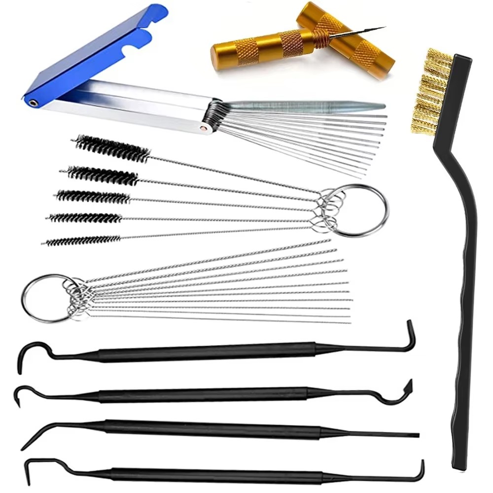 Airbrush Reiniger Set Vergaser Carbon Dirt Jet Entfernen Reinigungsnadeln Bürsten Reinigungswerkzeuge für Automobil Motorrad Schläuche: Orange