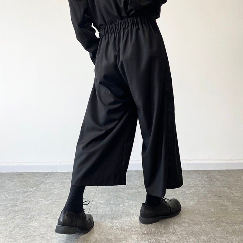 Jupe-culotte style Harajuku pour homme, Streetwear, tendance, ample, décontracté, noir, jambes larges, Kimono