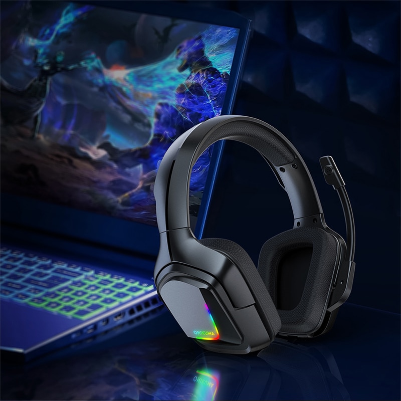 Onikuma  k20 ps4 gaming headset met usb-kabel, 3.5mm stereo hoofdtelefoons met microfoon, led-lampje, oortelefoon voor pc, laptop, tablet, gamer
